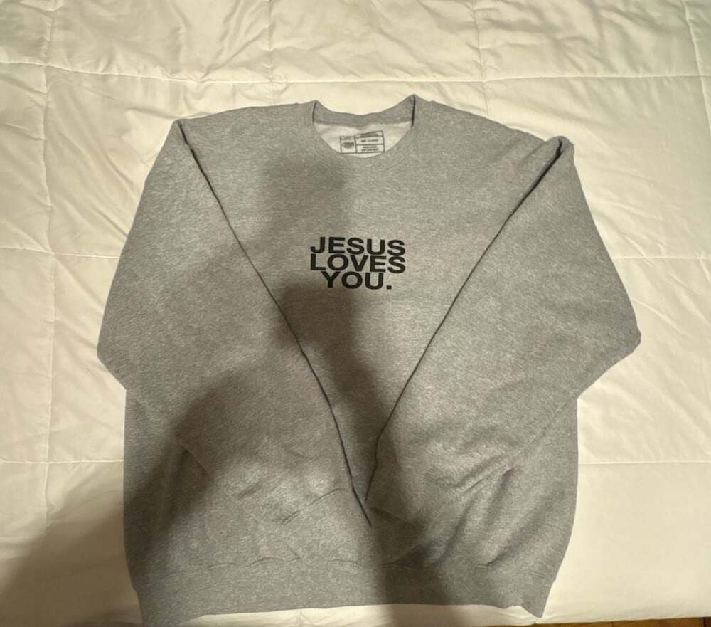 JLY Jesus Loves You Graphic Crewneck Sweatshirt Grey